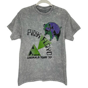 Officially Licensed Pink Floyd Animals Tour '77 T-Shirt Gray Acid Wash Medium